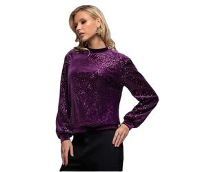 Velour Jumper Women Goddiva Sequin Velvet Violet 36