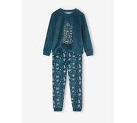 Velour Pyjamas with Glow-In-The-Dark Rocket for Boys peacock blue
