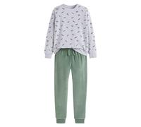 Velour Pyjamas with Planes/Cars Print Grey marl + green