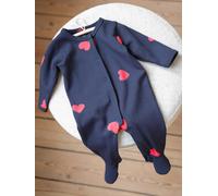 Velour Sleepsuit, "Mon coeur" by ENVIE DE FRAISE navy blue