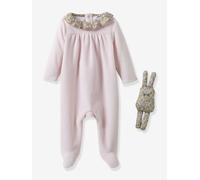 Velour Sleepsuit + Soft Baby Doll in Liberty Fabric by CYRILLUS yellow