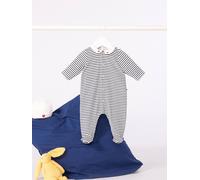 Velour Sleepsuit with Printed Collar, PETIT BATEAU navy blue