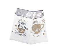 Velour Tea Towels Coffee 3pk, Brown - 100% Cotton - Tea Towel Triple Pack - Let's Have Coffee - - Great Value Great Gift