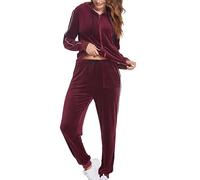 Velour Tracksuit Women Full Sets Sweatsuit Zip Up Hoodie and Jogging Pants Casual Loungewear 2 Piece Sportswear Casual Work Out Loung Wear Velvet Sports Outfits Pajamas Sets with Pocket Sale Clearance