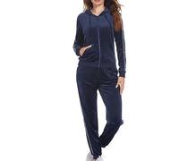 Velour Tracksuit Women Full Sets Sweatsuit Zip Up Hoodie and Jogging Pants Casual Loungewear 2 Piece Sportswear Casual Work Out Loung Wear Velvet Sports Outfits Pajamas Sets with Pocket Clearance