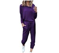 velour tracksuit women Womens Long Sleeve Tracksuit Sweatshirt & Sweatpants Full Set Ladies Long Sleeve Workout Lounge Wear Sets Crewneck Pullover Tops&High Waist Joggers Sweatsuits