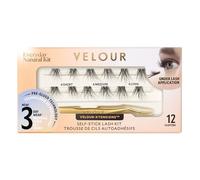 Velour-Xtensions™ Self-Stick Lash Clusters Kit, Self Adhesive Eyelashes with 12 Lash Cluster and Lash Applicator, New No Glue Technology for Lightweight Natural Look at Home