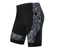 VeloVibe Men's Cycling Shorts Padded Quick-Drying Cycling Shorts Men's Short Shockproof Cycling Shorts Men's Padded Cycling Shorts with Mobile Phone Pockets, Geometric Grey, M
