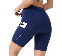VeloVibe Women's Cycling Shorts Padded 6D with Pocket Quick-Drying Cycling Shorts Women's Elastic Cycling Shorts Women's Short Breathable Bicycle Trousers Women with Wide and Dense Padding Pain Free