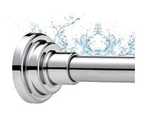 Veloxtera Extendable Shower Curtain Pole 73-132 CM, 2.5CM Tension Rods for Curtains No Drill, Never Rust, Non Slip Silver