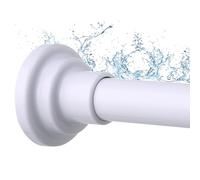 Veloxtera Extendable Shower Curtain Pole 73-132 CM, 2.5CM Tension Rods for Curtains No Drill, Never Rust, Non Slip White