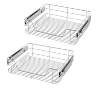 VELPAX 2x Pull Out Telescopic Kitchen Drawer,60cm Wide Cabinet Slide Out Wire Storage Drawers,30kg load capacity,for Kitchen, Pantry, Bathroom Cabinets, Base Larder