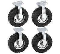 VELPAX Castor Wheels Pneumatic Wheel Pneumatic Sack Truck Tyres of 4,10" Replacement Wheels For Hand Trolley Cart,Garden Carts,Utility Wagons,Heavy Duty Rubber