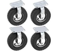 VELPAX Castor Wheels Pneumatic Wheel Pneumatic Sack Truck Tyres Set of 4,8" Replacement Wheels For Hand Trolley Cart,Garden Carts,Utility Wagons,Heavy Duty Rubber