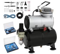 VELPEX Airbrush Kit with Air Compressor with 2pcs Airbrush Kit and 1pcs High Working Pressure Air Compressor, for Hobbies Crafts Nail Art Tattoos Cake Decorating Cosmetics Furniture refinishing