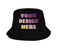 VELQUESSA Custom Bucket Hat Personalised Cap Design Your Own Fishing Hat Add Logo Text for Men and Women Outdoor Black