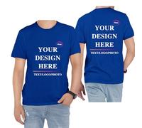 VELQUESSA Custom T Shirt for Men & Women - Personalised T-Shirts Design Your Own with Photo Text Logo, Printed Customised Tee, Funny Gift, Extra Long Unisex Fit, T Shirt Printing UK Sapphire Blue