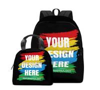 velquessa Personalised backpack for girls & boys custom kids backpack with personalised lunch box Custom Rucksack add Your Own Name LOGO Text Back To School Bag gifts for kids