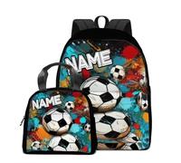 velquessa Personalised football backpack add your name Custom boys school bag Customisation kids large rucksack Casual black packs lunch box set for school bags for teenage back to school