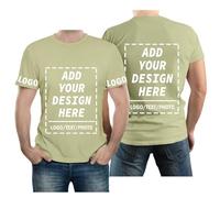 velquessa Personalised T Shirt for Men Women,Design Your Own Custom T Shirt, Customisable Shirts Add Photos/Text,Tshirt Printing Birthdays customised Gifts for Couples Tan