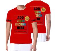 VELQUESSA Personalised T Shirts Bulk Custom Shirts-Design Your Own Printed T-Shirts for Men Women, Add Logo/Photo/Text, Customisable Great Personalised Gifts for Any Occasion Red