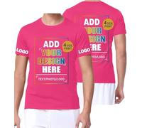 VELQUESSA Personalised T Shirts Bulk Custom Shirts-Design Your Own Printed T-Shirts for Men Women, Add Logo/Photo/Text, Customisable Great Personalised Gifts for Any Occasion Magenta