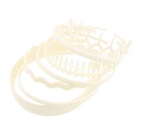 VELSCRUN 7 Pcs Different Headbands for Women Cream White Hair Bands for Women's Wavy Curly Hair Non Slip Plastic Head Bands with Teeth Comb Headband Face Wash Hair Accessories Gifts for Women Gilrs