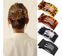 Velscrun Flat Hair Clips for Women Girls, Matte Lay Flat Claw Clips, Strong Hold Large Side Hair Clip All Hair Types, French Duck Billed Non Slip Grip Daily Styling Hair Jaw Claw Clip Matte Leopard