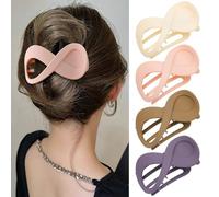 Velscrun Flat Hair Clips for Women Girls Thick Thin Hair 4Pcs French Concord Alligator Hair Clips Large Hair Claw Clips Matte Duck Billed Hair Clips Hair Accessories White Pink Purple Brown