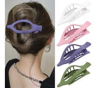 Velscrun Flat Hair Clips for Women Girls Thick Thin Hair French Concord Alligator Hair Clips Large Hair Claw Clips 4Pcs Matte Duck Billed Hair Clips White Pink Purple Green Fashion Hair Accessories
