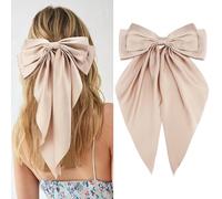 Velscrun Hair Bows for Women Girls 4Pcs Pink Silky Hair Bow Satin Large Coquette Bow Blue Big Hair Bows Clip Oversized Hair Ribbons Long Tail Bow Hair Barrettes Christmas Hair Accessories Gifts 15