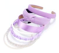 VELSCRUN Headbands for Women 7 Pcs Different Bright Purple Fashion Knotted Solid Head Bands Pearl Headband Non Slip Thin Hair Band for Womens Gilrs Thick Short Hair Face Wash Hair Accessories