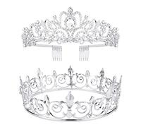 VELSCRUN Tiaras for Women King Crown for Men, 21*21*6.5 CM, Metal Alloy