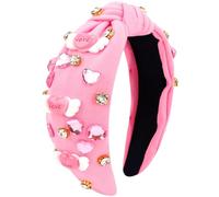 VELSCRUN Valentine’s Day Headband for Women Love Heart Headband Jeweled Crystal Rhinestone Knotted Headband Red Pink Wide Top Knot Headband Valentine’s Day Hair Accessories 08