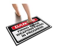 VELSURAFA Funny Outdoor Decor Danger Firing Range Weapons In Progress Doormat Outdoor Porch Decor Man Cave Furniture(40X60CM)