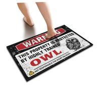 VELSURAFA Weather Mats For House Warning This Property Is Protected By A Highly Trained Owl Floor Mat Doormat Fall Indoor Door Mats For Home(50X80CM)
