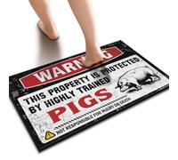 VELSURAFA Weather Mats For House Warning This Property Is Protected By A Highly Trained Pigs Doormat Doormat Fall Indoor Door Mats For Home(50X80CM)