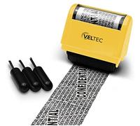 Veltec ID Protector Ink Roller - Identity Theft Protection Roller Stamp (Yellow, Stamp+3 Refills)