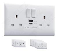 VELTZ Pro C & A Socket | 30W PD/PPS C & 18W QC 4.0 A | Super Fast Charging | Double Plug Wall Socket 13A 2 Gang | White