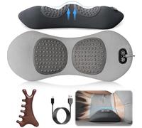 Veluna Triple Fusion Massager, TheraBack 3-in-1 Back Therapy Back Massager with Heat, Vibration Massage, Traction, 26° Spine Support, Ergonomic Contour, for Sleeping at Home & Office (Light Gray)