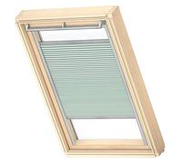 VELUX Original Roof Window Blackout Energy Pleated Blind, F06, Dusty Green, with Grey Guide Rail