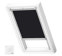 VELUX Solar Powered Blackout Blind (DSL), Silver Frame, M04, M34, Black | Solar Operation, Remote Controlled, Gradual Adjust