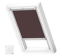 VELUX Original Solar Powered Blackout Roller Blind (DSL), Silver Frame, M08, M38, Dark Brown