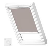VELUX Original Solar Powered Blackout Roller Blind (DSL), White Frame, CK04, Light Taupe