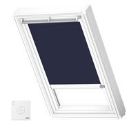VELUX Original Solar Powered Blackout Roller Blind (DSL), White Frame, MK06, Dark Blue