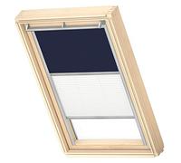 VELUX Roof Window DUO Blackout Blind, Grey Guide Rail, MK04, Dark Blue | Blackout or Light Filtering, Stepless Positioning