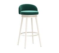 Velvet 1PCS, Swivel Stools Low Back, Bar Chairs with Soft Cushion and White Metal Legs, Seat Pink (Green Height 65cm)