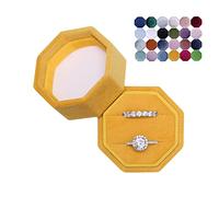 Velvet 2 Slots Jewelry Ring Box Engagement Wedding Box Keepsake Box Bridal Photo Ring Double Slots Octagon (Primrose Yellow)
