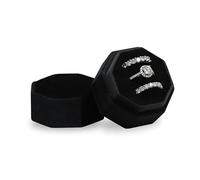 Velvet 3 Slots Jewelry Ring Box Engagement Wedding Box Keepsake Box Bridal Photo Ring Triple Slots Octagon (Black)