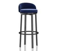 Velvet 360 Degrees Swivel Barstools Set of 1/2/3/4, 65cm H Counter Height Bar Stools with Low Back/Footrest/Black Metal Legs for Home Kitchen Island, Counter, Cafe, (1pcs Height 65cm)